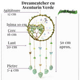 Dreamcatcher cu aventurin verde, un simbol al inimii deschise si al echilibrului natural