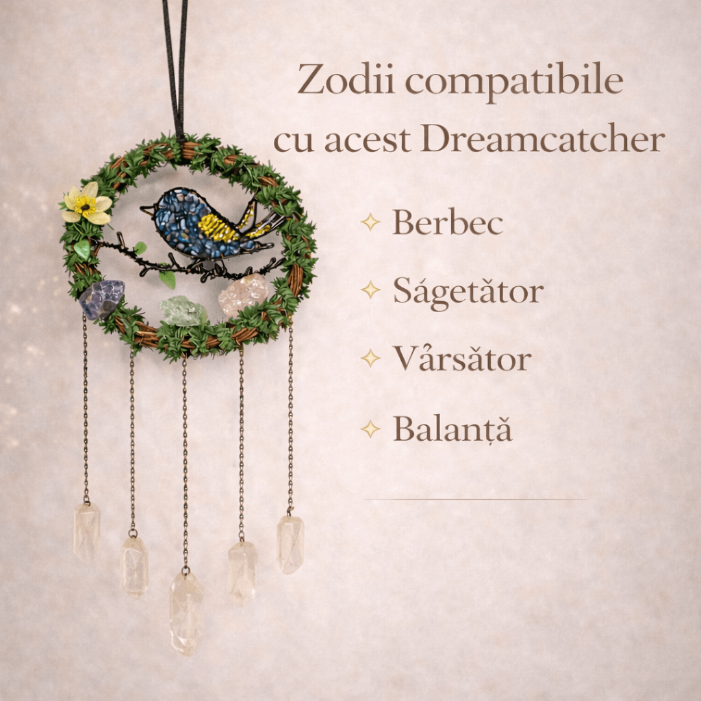 Dreamcatcher cu pietre naturale pentru echilibru, calm si intentie personala