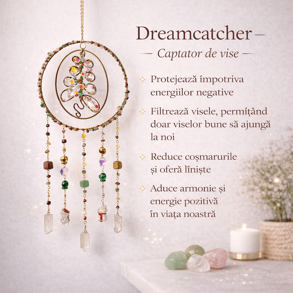 Dreamcatcher cu Pietre Naturale – Stabilitate, Echilibru si Claritate Interioara