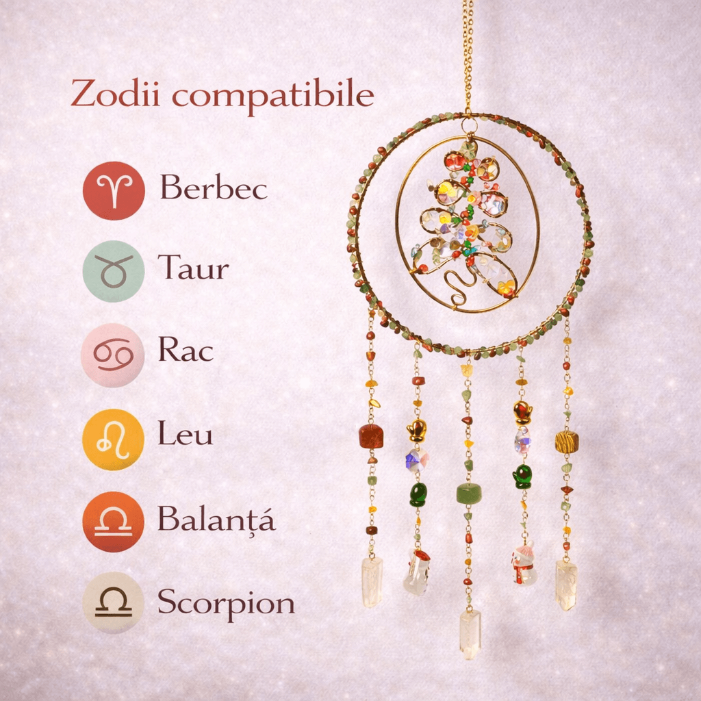 Dreamcatcher cu Pietre Naturale – Stabilitate, Echilibru si Claritate Interioara