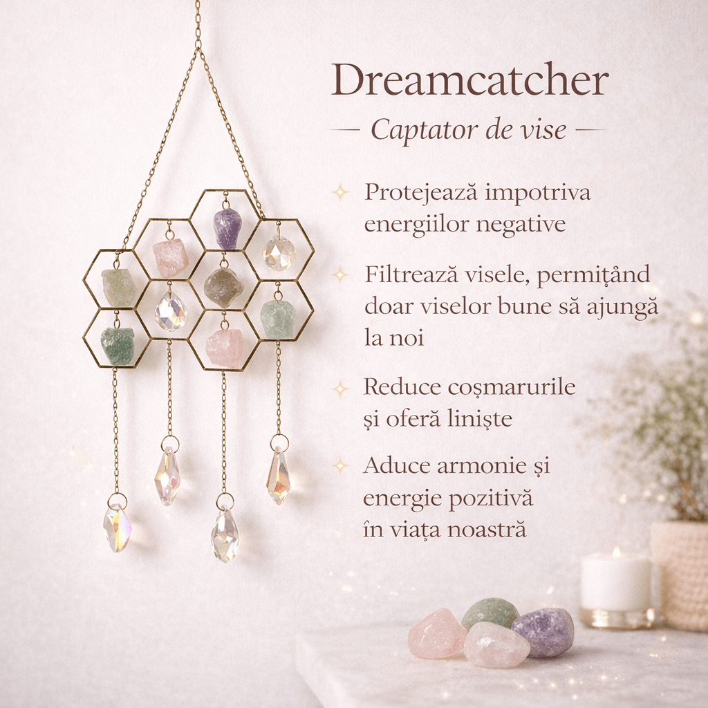Dreamcatcher cu Pietre Naturale - Echilibru, Calm si Ritual Personal