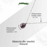 Echilibru si Liniste - Colier din Ametist Natural cu Lant din Otel Inoxidabil