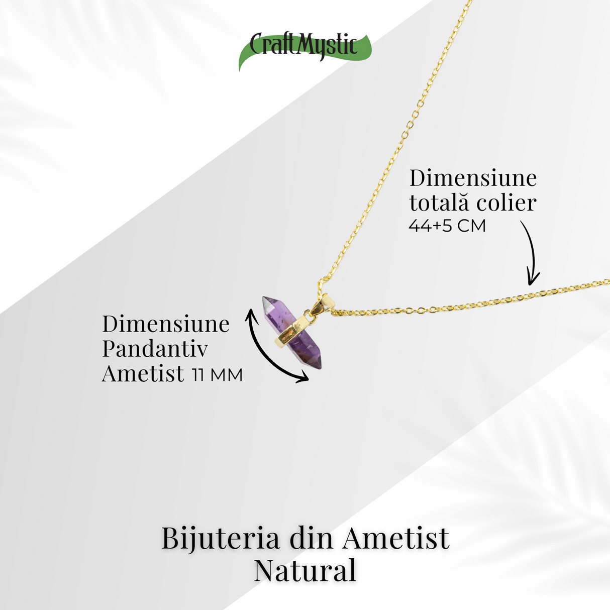 Echilibru si Linsite - Colier din Ametist Natural pe Lant de Cupru