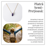Calm si Echilibru - Colier din Ametist Natural cu Lant din Otel Inoxidabil