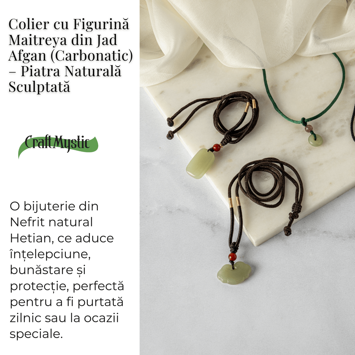 Protectie si Noroc - Colier Lucky Lock din Jad Hetian Natural