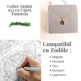 Echilibru si Protectie - Colier Cuart Fumuriu fatetat Lacrima Argint 925