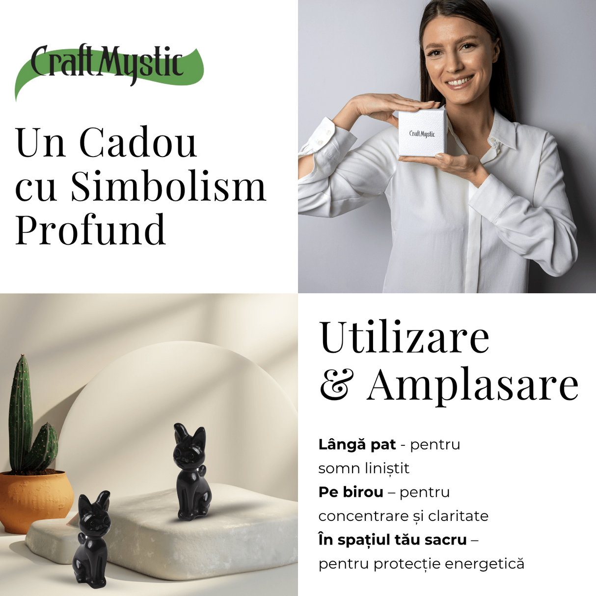 Paznica linistii – Pisicuta din Obsidian pentru Protectie si Claritate 5 cm inaltime
