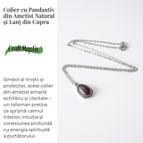 Echilibru si Liniste - Colier din Ametist Natural cu Lant din Otel Inoxidabil
