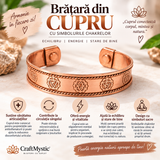 Brățară din cupru cu simbolurile celor 7 chakre