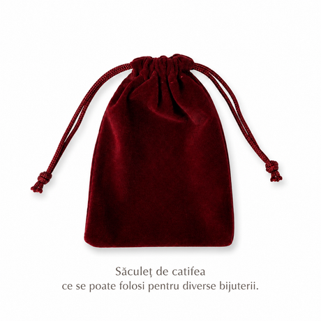 Săculeț de catifea vișiniu 7 x 9 cm pentru bijuterii