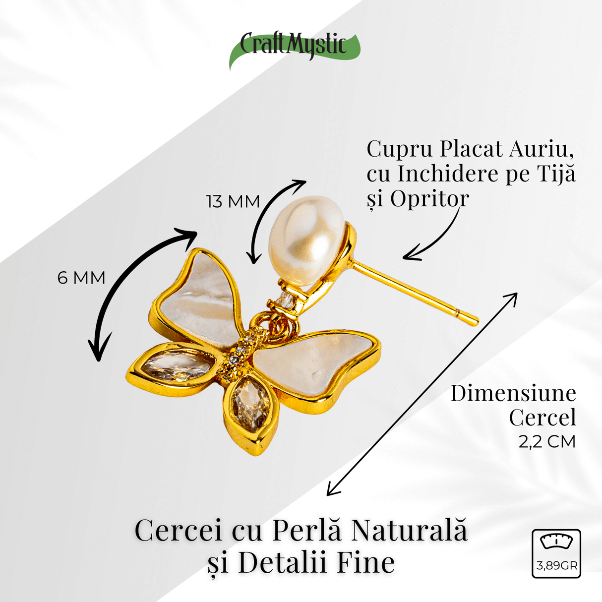 Zbor lin in fiecare zi - Cercei cu perla naturala si detalii fine