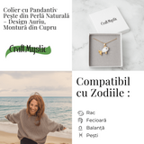 Noroc si Puritate - Colier Peste cu Perla Naturala, Placat Auriu