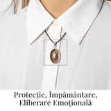 Colier cu Cuart Fumuriu Natural Oval/Rotund - Protectie si Echilibru