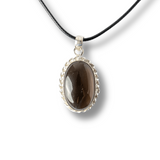 Colier cu Cuart Fumuriu Natural Oval/Rotund - Protectie si Echilibru