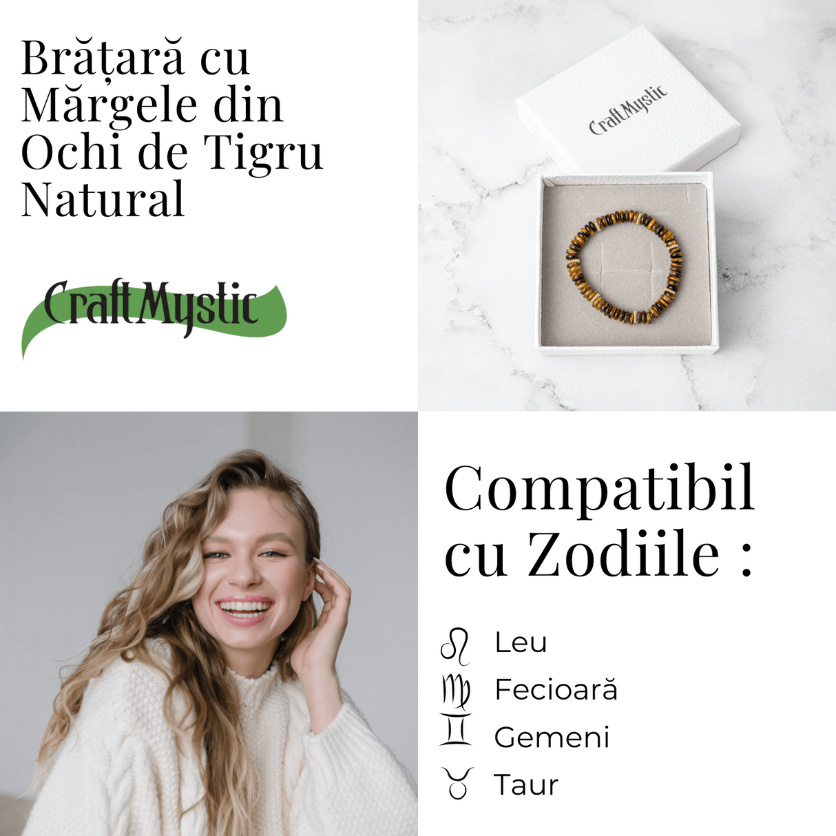 Bratara din Ochi de Tigru Natural - Energie si Protectie Zilnica
