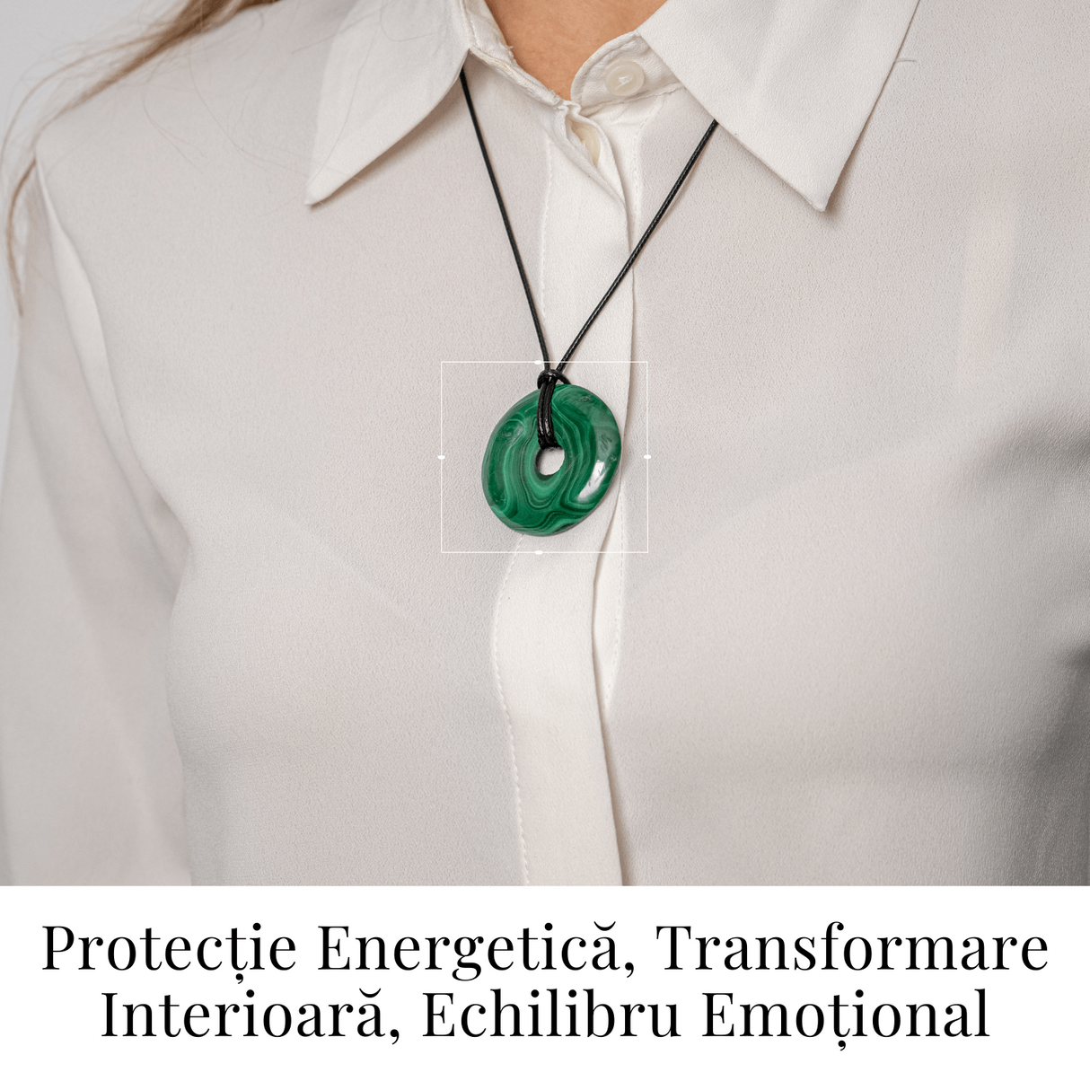 Colier Malachit Natural Pi pe Snur Reglabil - Transformare, Protectie si Echilibru Interior