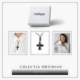 Putere si Protectie - Colier Cruce din Obsidian Natural