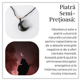 Protectie si Claritate - Colier Luna din Obsidian de Gheata Natural