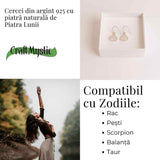 Cercei Argint 925 cu Piatra Lunii Triunghi Rotunjit - Armonie si Intuitie