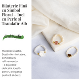 Bijuterie fina cu simbol floral - Inel cu perle si trandafir alb