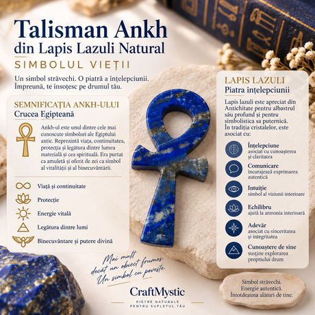 Talisman Ankh din Lapis Lazuli natural 5 cm