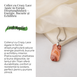 Colier Titanium cu Crazy Lace Agate Dreptunghiular - Energie Pozitiva si Echilibru Emotional