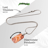 Colier Titanium cu Crazy Lace Agate Dreptunghiular - Energie Pozitiva si Echilibru Emotional