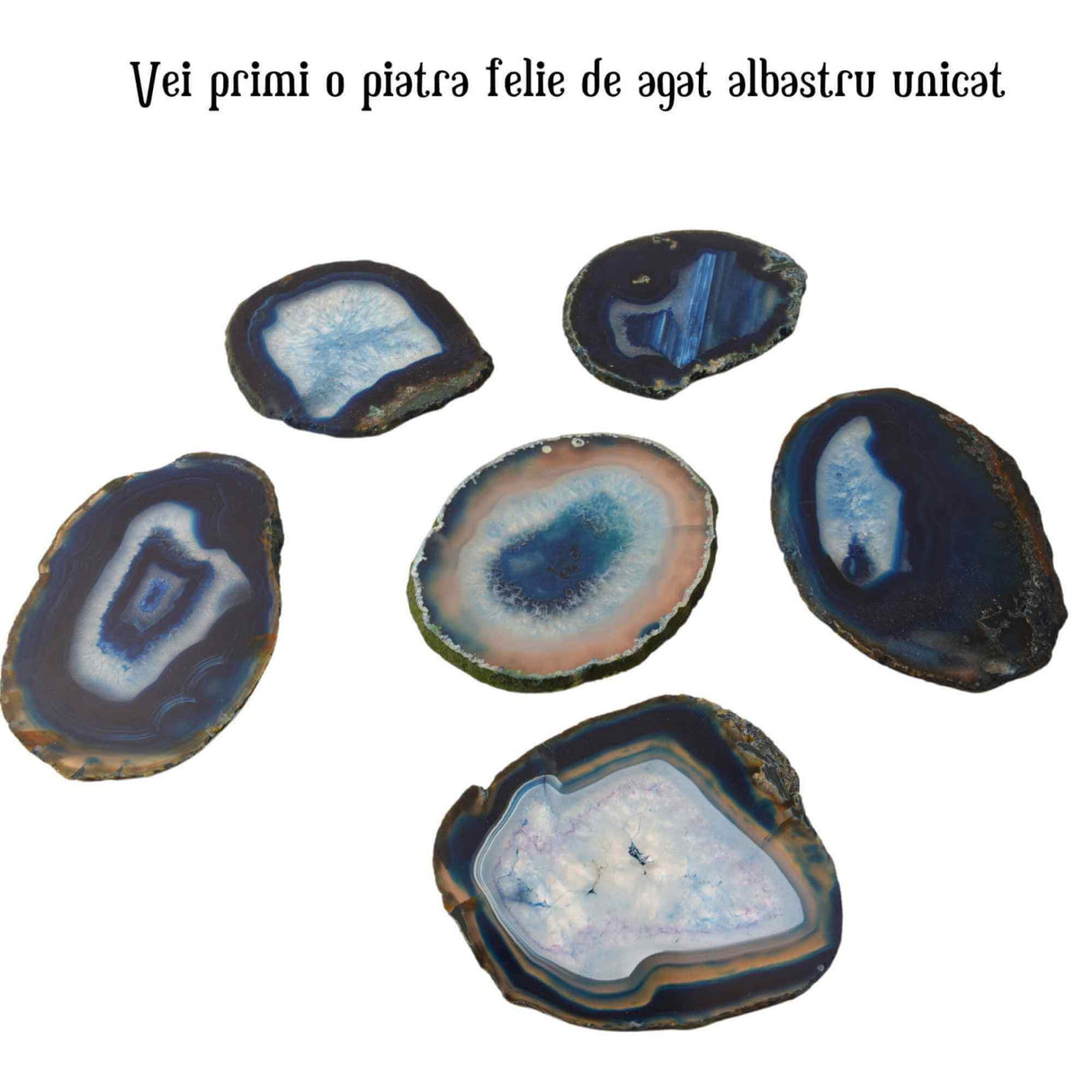Felie de Agat Albastru 8-9 cm in Forma Neregulata - Stimuleaza Creativitatea si Echilibrul Emotional