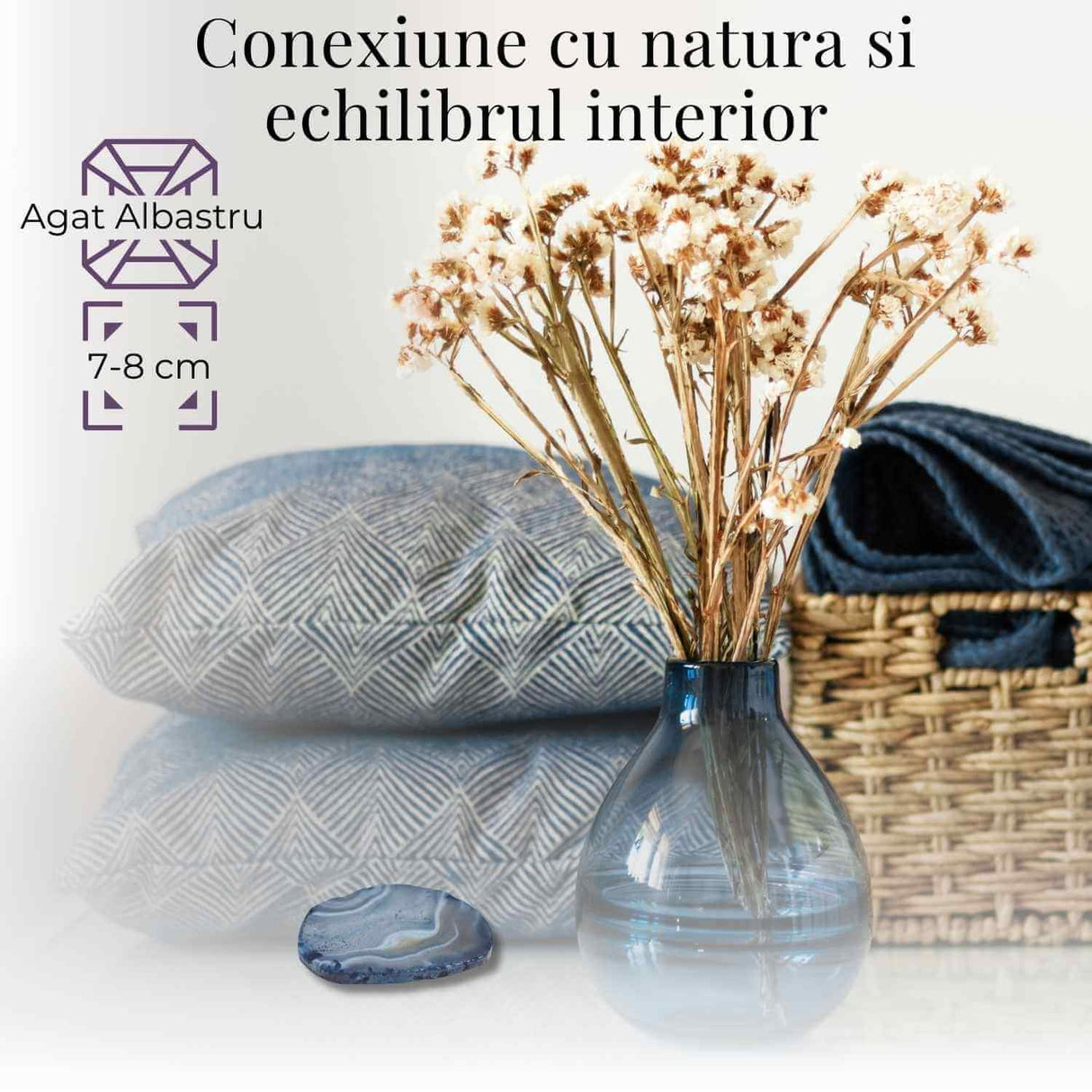 Felie de Agat Albastru 7-8 cm forma neregulata– Calm si Claritate Mentala
