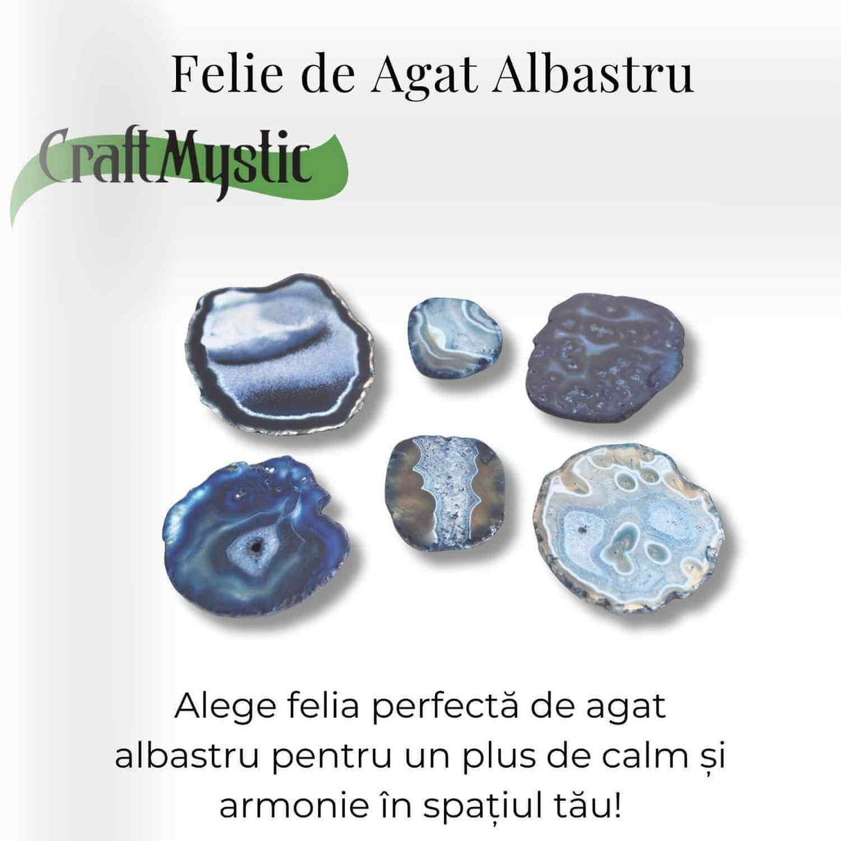 Felie de Agat Albastru 15-16 cm - Calm si Claritate Mentala