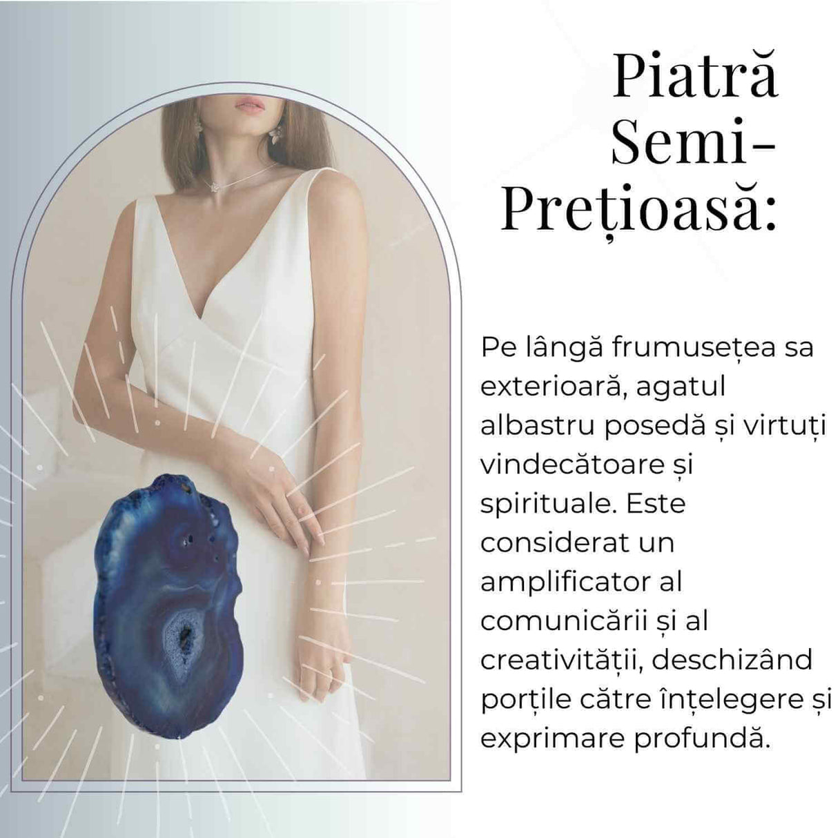 Felie de Agat Albastru 15-16 cm - Calm si Claritate Mentala
