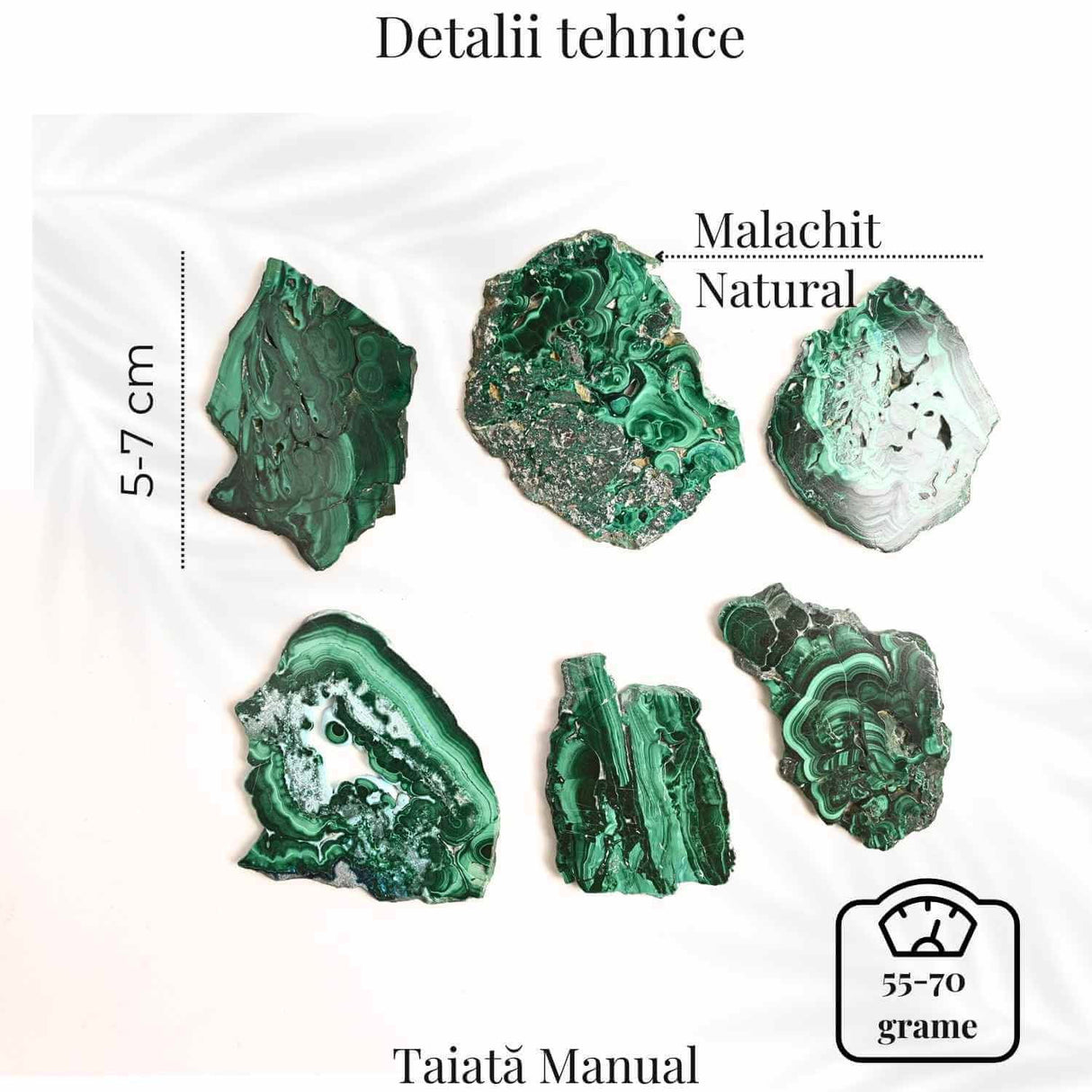 Felie Malachit Natural 5-7 cm - Vindecare si Echilibru Energetic