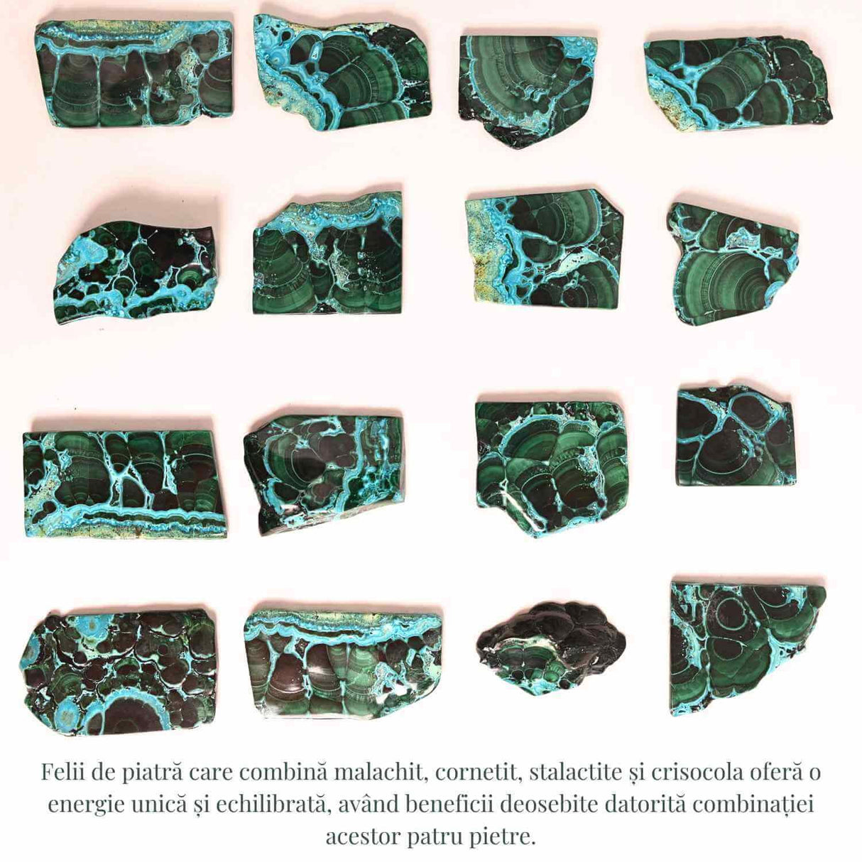 Felie unicat cu Malachit, Crisocola, Stalactite, Cornetite - Protectie si echilibru energetic #1