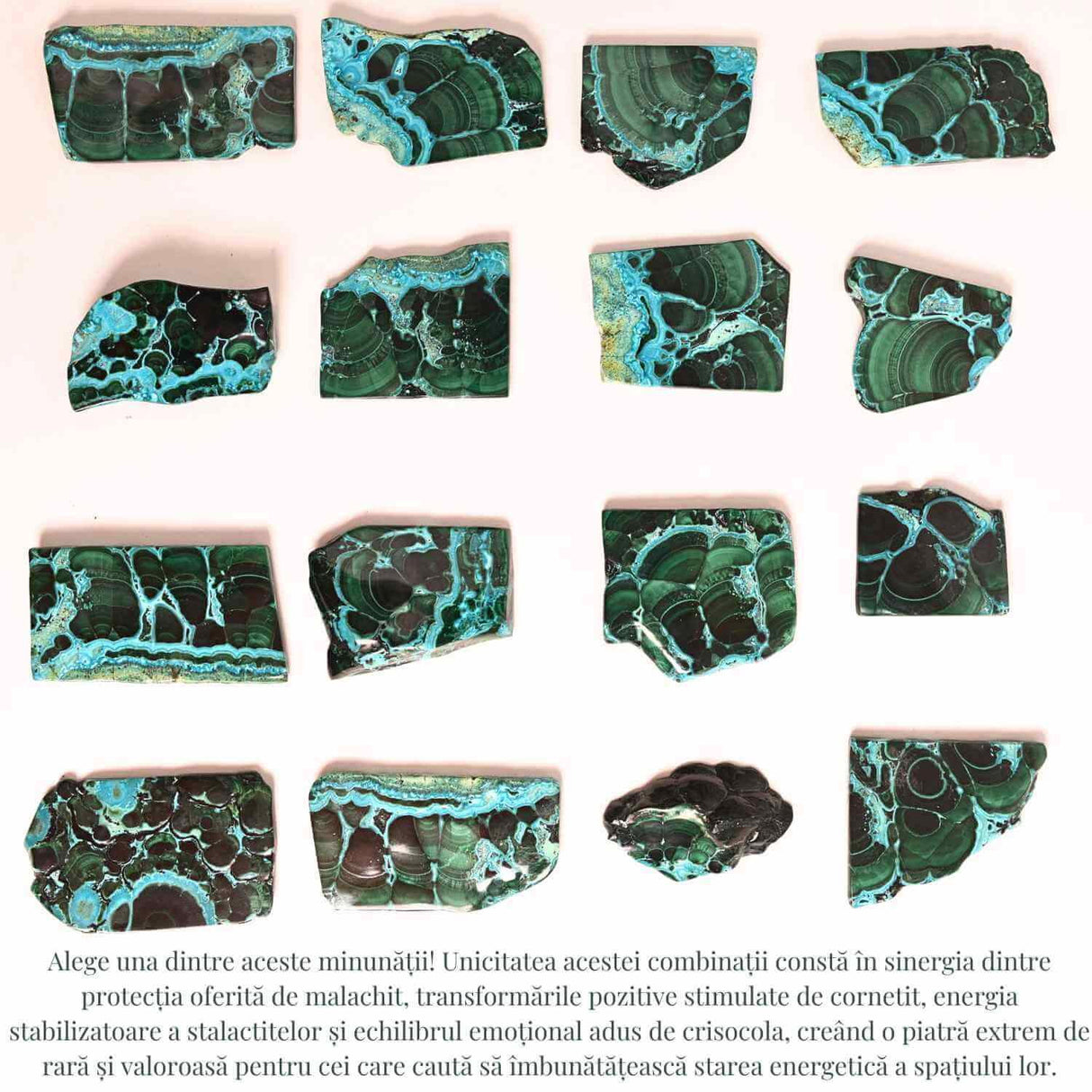 Felie unicat cu Malachit, Crisocola, Stalactite, Cornetite - Protectie si echilibru energetic #1