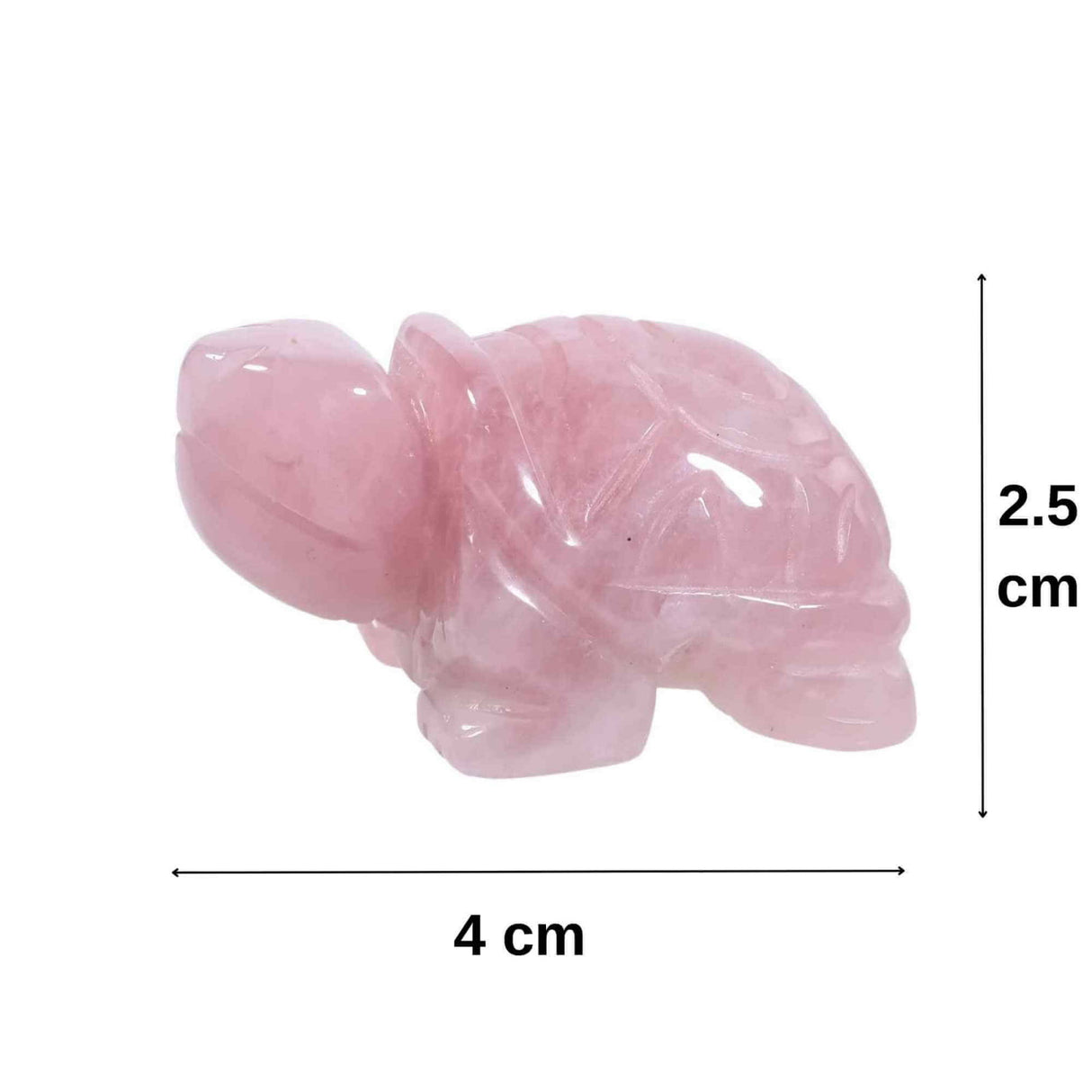 Figurina broasca testoasa 4 cm de cristal semipretios Cuart Roz - Sculptura din piatra vindecatoare reiki de buzunar pentru decor, colectie