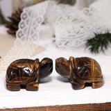 Figurina broasca testoasa 4 cm de cristal semipretios Ochi de tigru - Sculptura din piatra vindecatoare reiki de buzunar pentru decor, colectie