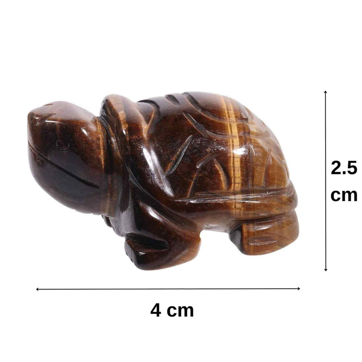 Figurina broasca testoasa 4 cm de cristal semipretios Ochi de tigru - Sculptura din piatra vindecatoare reiki de buzunar pentru decor, colectie