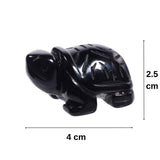 Figurina broasca testoasa 4 cm de cristal semipretios Obsidian - Sculptura din piatra vindecatoare reiki de buzunar pentru decor, colectie