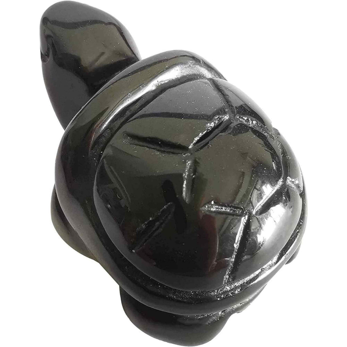 Figurina broasca testoasa 4 cm de cristal semipretios Obsidian - Sculptura din piatra vindecatoare reiki de buzunar pentru decor, colectie