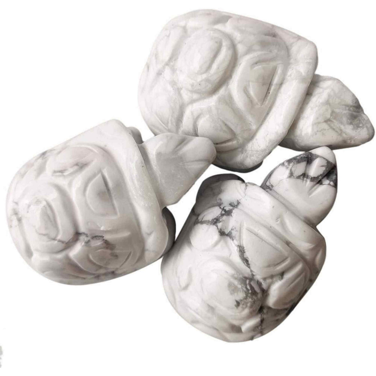 Figurina broasca testoasa 4 cm de cristal semipretios Howlita - Sculptura din piatra vindecatoare reiki de buzunar pentru decor, colectie