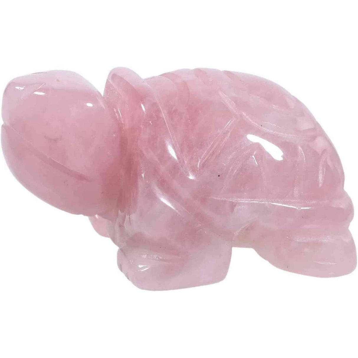 Figurina broasca testoasa 4 cm de cristal semipretios Cuart Roz - Sculptura din piatra vindecatoare reiki de buzunar pentru decor, colectie