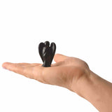 Figurina 5 cm inger din cristal vindecator Obsidian - Sculptura manuala din piatra naturala lustruita - Decor pentru camera birou cu energie reiki pentru femei barbati