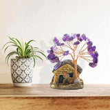 Figurina casuta cu ramuri din cristale naturale Ametist - Decoratiune interior sau exterior, pentru casa, birou, acvariu