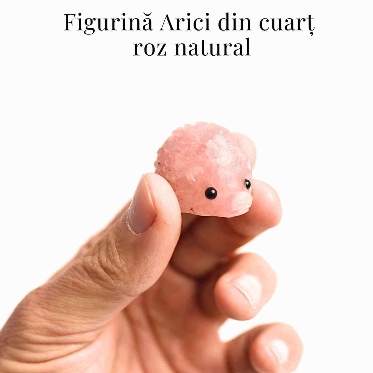 Figurina arici din Cuart Roz 4 cm - Vindecare emotionala si iubire