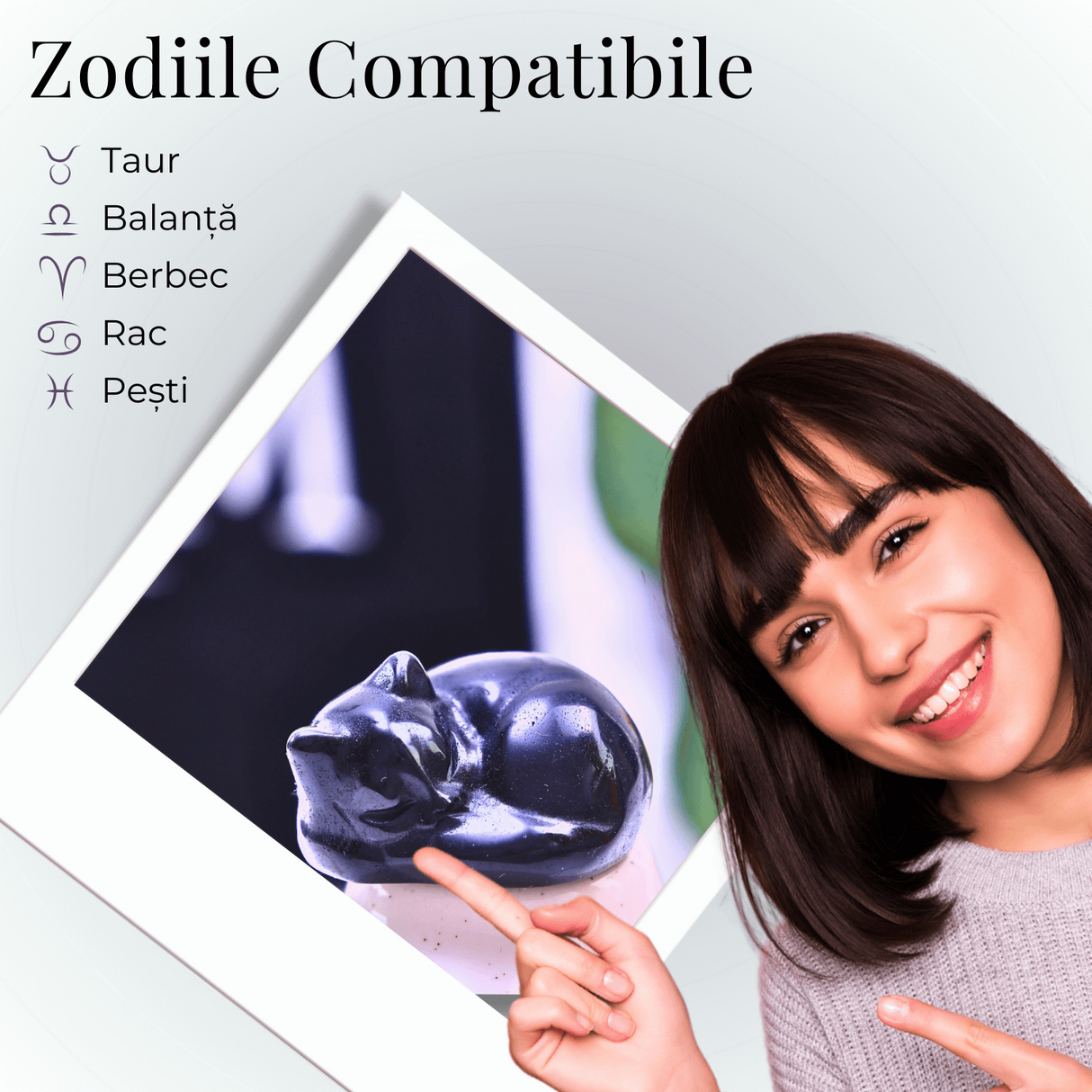 Figurina Pisicuta Adormita 4 cm din Obsidian Natural - Protectie si Liniste