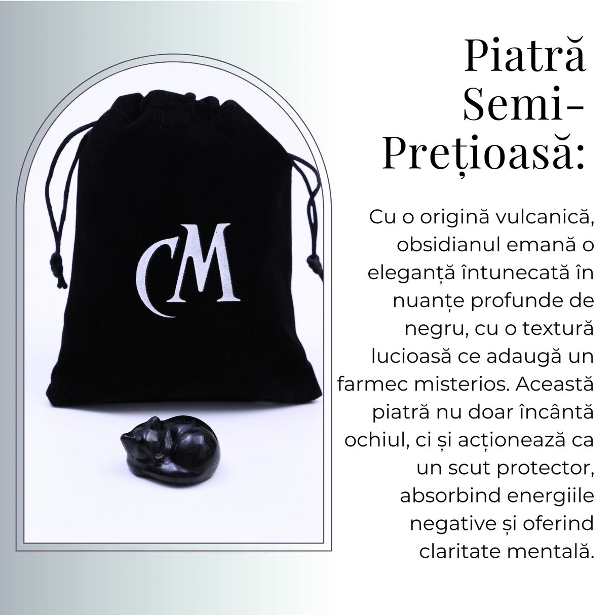 Figurina Pisicuta Adormita 4 cm din Obsidian Natural - Protectie si Liniste