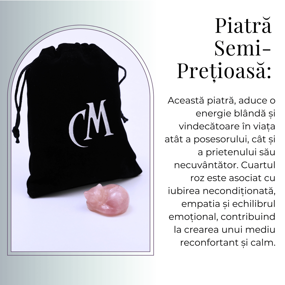 Figurina Pisicuta Adormita 4 cm din Cuart Roz - Iubire si Liniste