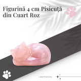 Figurina Pisicuta Adormita 4 cm din Cuart Roz - Iubire si Liniste