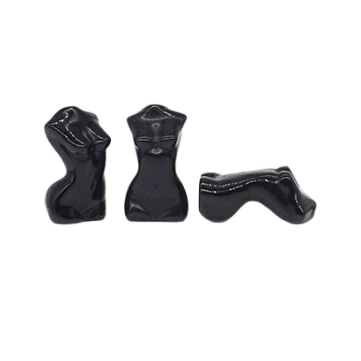 Forma bust femeie din cristal natural Obsidian 4 cm sculptat manual