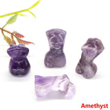 Forma bust femeie din cristal natural Ametist 4 cm sculptat manual